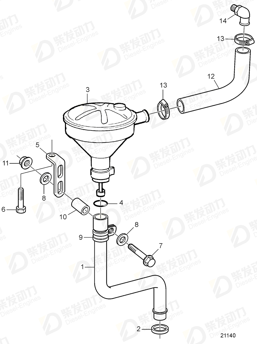 VOLVO Breather pipe 3825014 Drawing VOLVO Breather pipe 3825014 Drawing